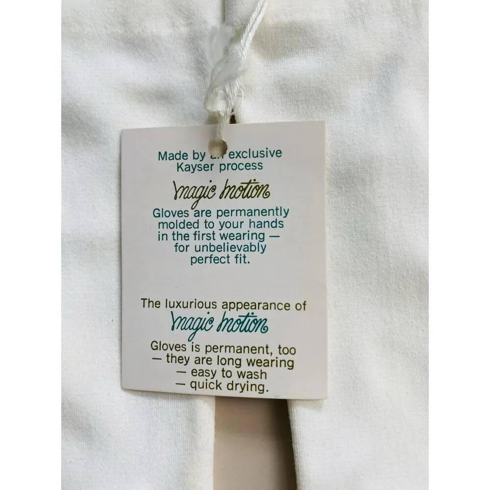 Vintage White Fashion Gloves Magic Motion By Kayser Wrist Length Nylon, Unused